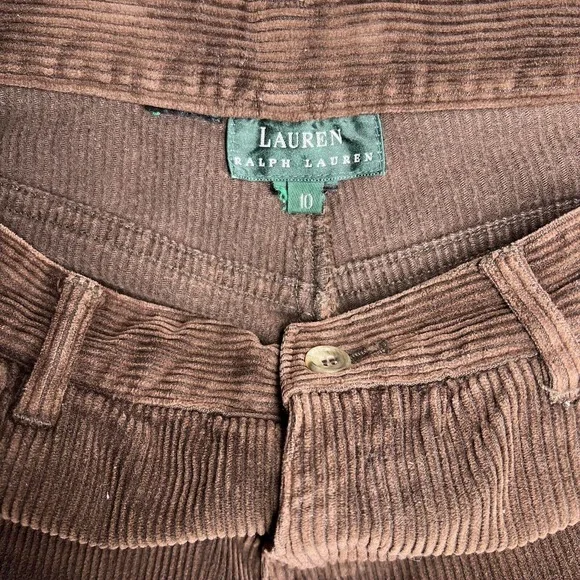 Lauren Ralph Lauren Women's Brown Corduroy High-Rise Tapered Leg Pants Size 10 - Picture 7 of 9